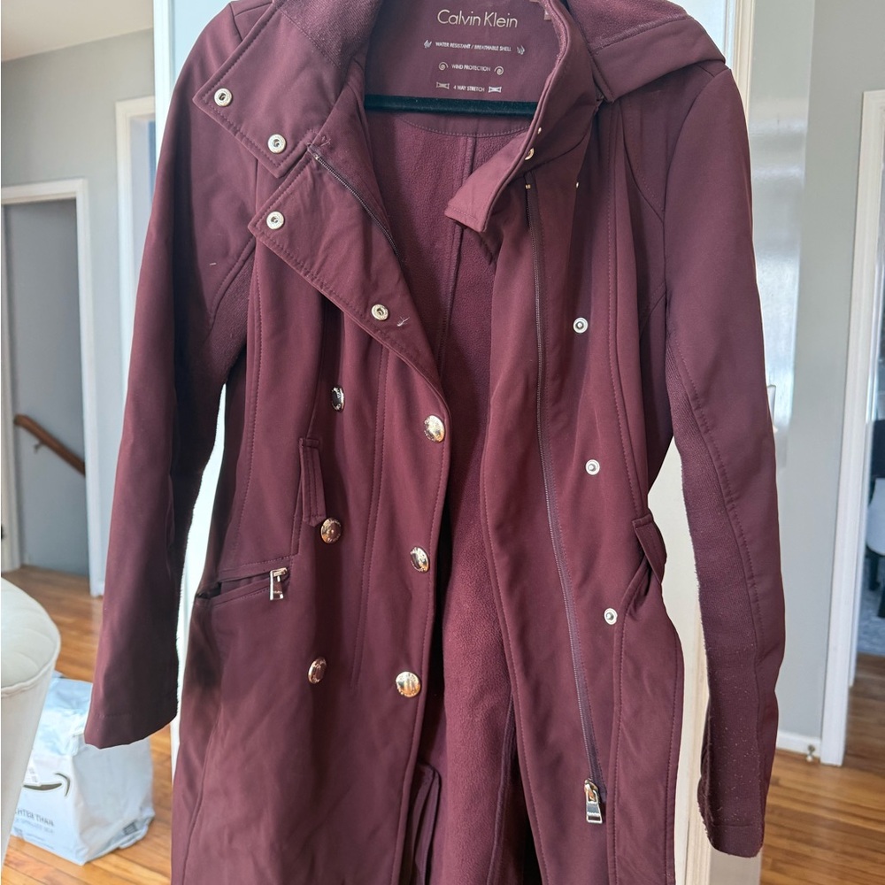 Calvin Klein Women's Deep Burgundy Trench Coat